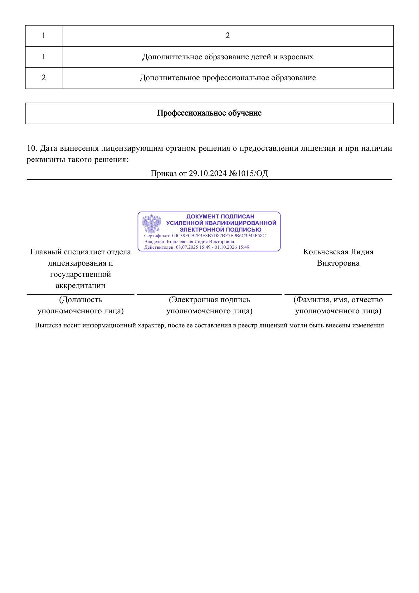 Реестровая выписка, страница 3 из 3